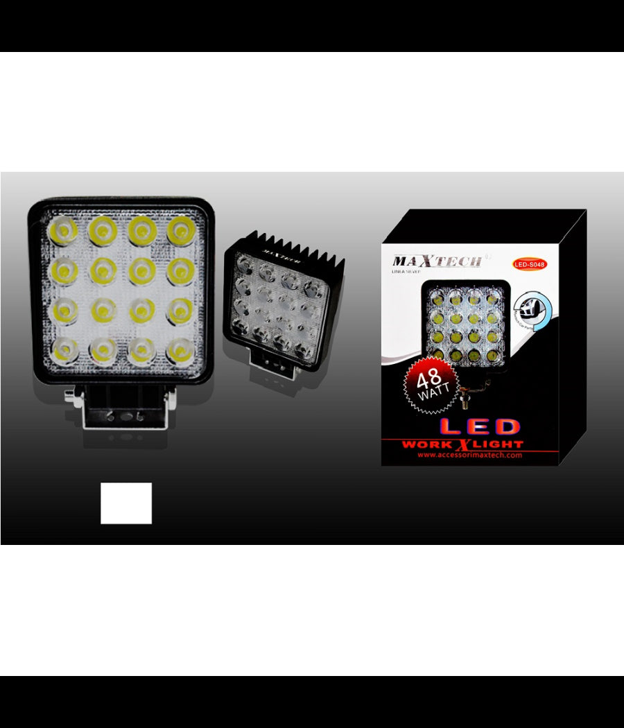 Luci Di Lavoro 48 Watt A Led Da Faro Quadrato Per Auto Barche Maxtech Led-s048         