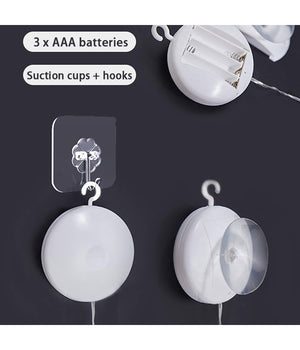 Luci Di Natale A Batteria Con Ventosa Tenda Luminosa X Vetro Finestra Multicolor         