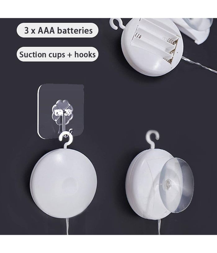 Luci Di Natale A Batteria Con Ventosa Tenda Luminosa X Vetro Finestra Multicolor         