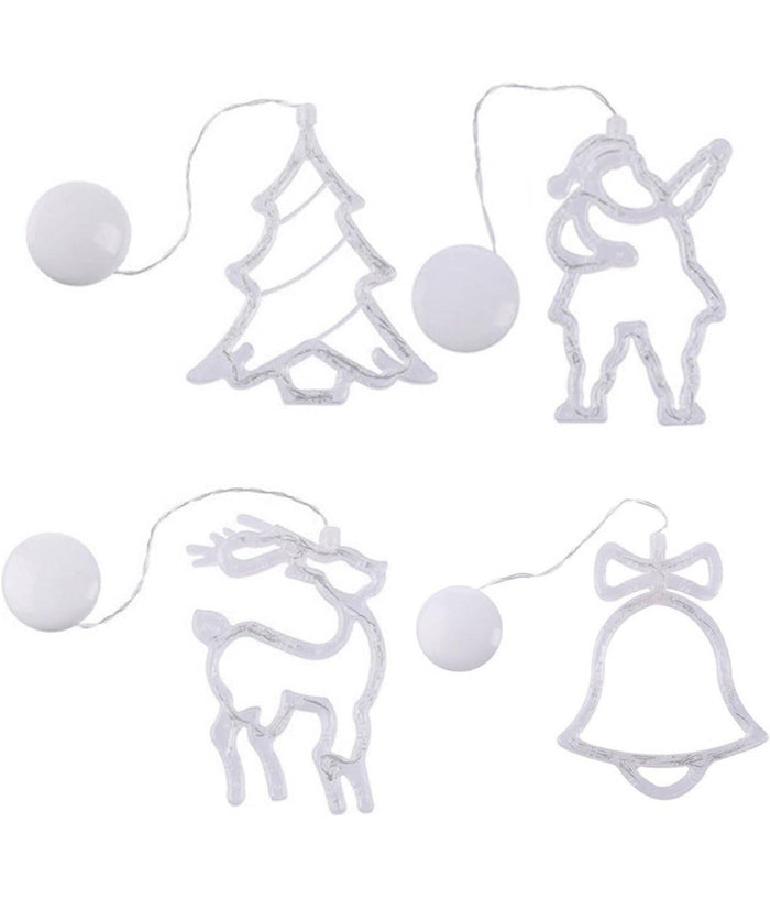 Luci Di Natale A Batteria Con Ventosa Tenda Luminosa X Vetro Finestra Multicolor         