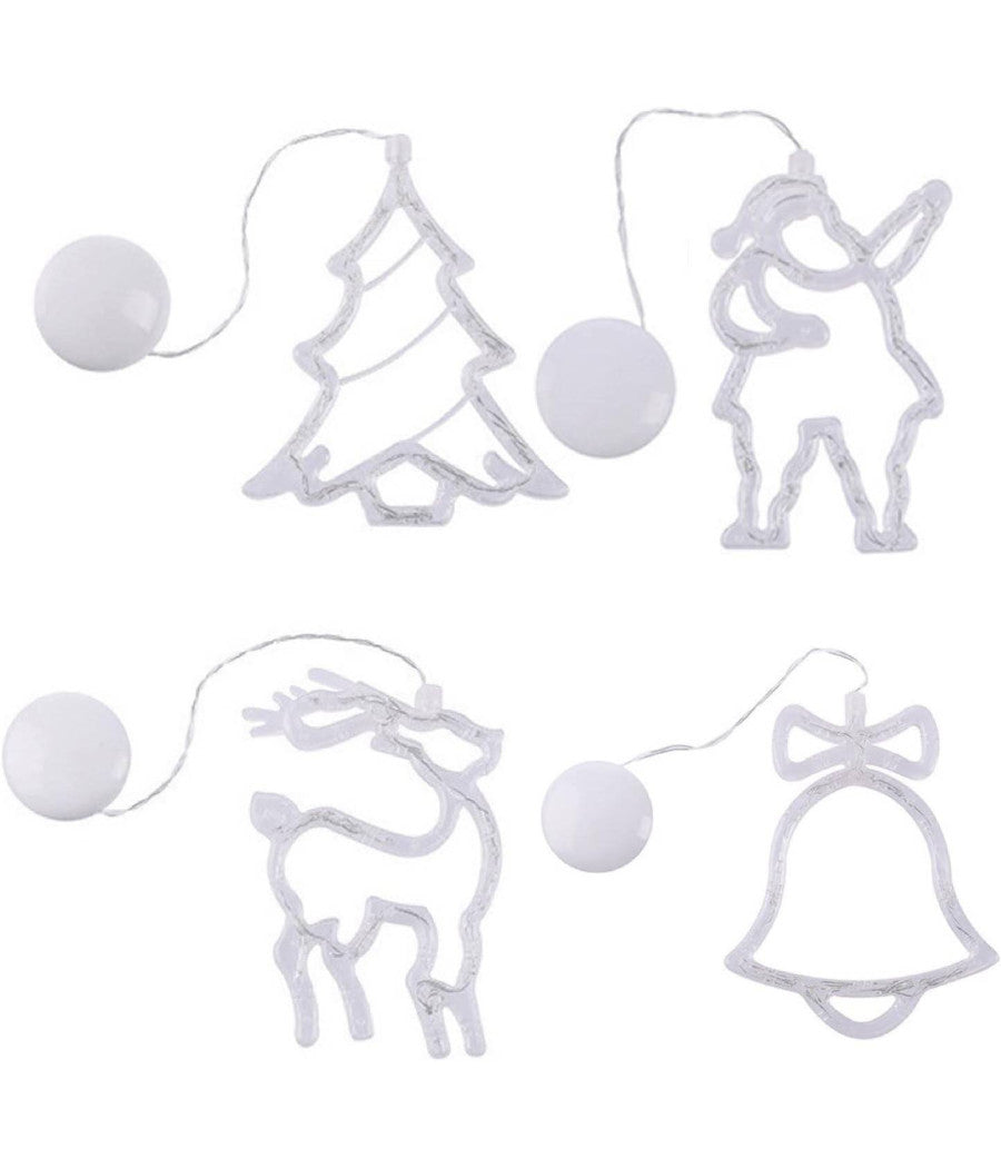 Luci Di Natale A Batteria Con Ventosa Tenda Luminosa X Vetro Finestra Multicolor         