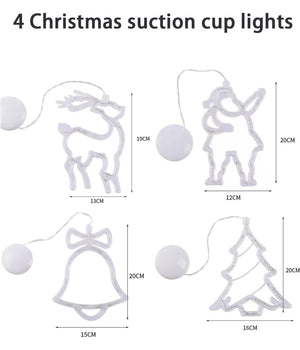 Luci Di Natale A Batteria Con Ventosa Tenda Luminosa X Vetro Finestra Multicolor         