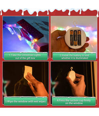 Luci Di Natale A Batteria Con Ventosa Tenda Luminosa X Vetro Finestra Multicolor         