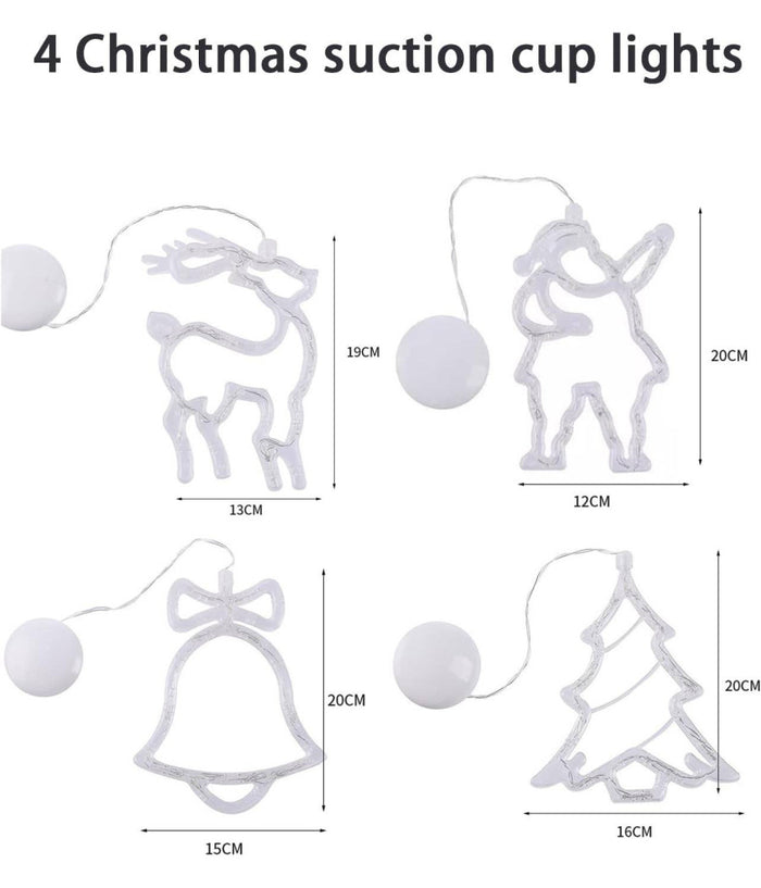 Luci Di Natale A Batteria Con Ventosa Tenda Luminosa X Vetro Finestra Multicolor         