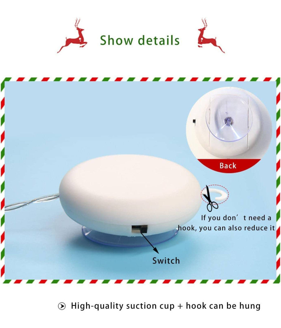 Luci Di Natale A Batteria Con Ventosa Tenda Luminosa X Vetro Finestra Multicolor         