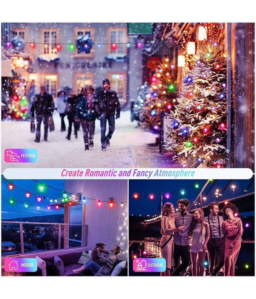 Luci Per Esterni A Led Rgb 14 Lampadine Dimmerabili Sincronizzate Impermeabili         