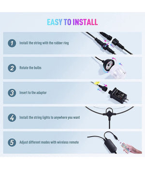 Luci Per Esterni A Led Rgb 14 Lampadine Dimmerabili Sincronizzate Impermeabili         