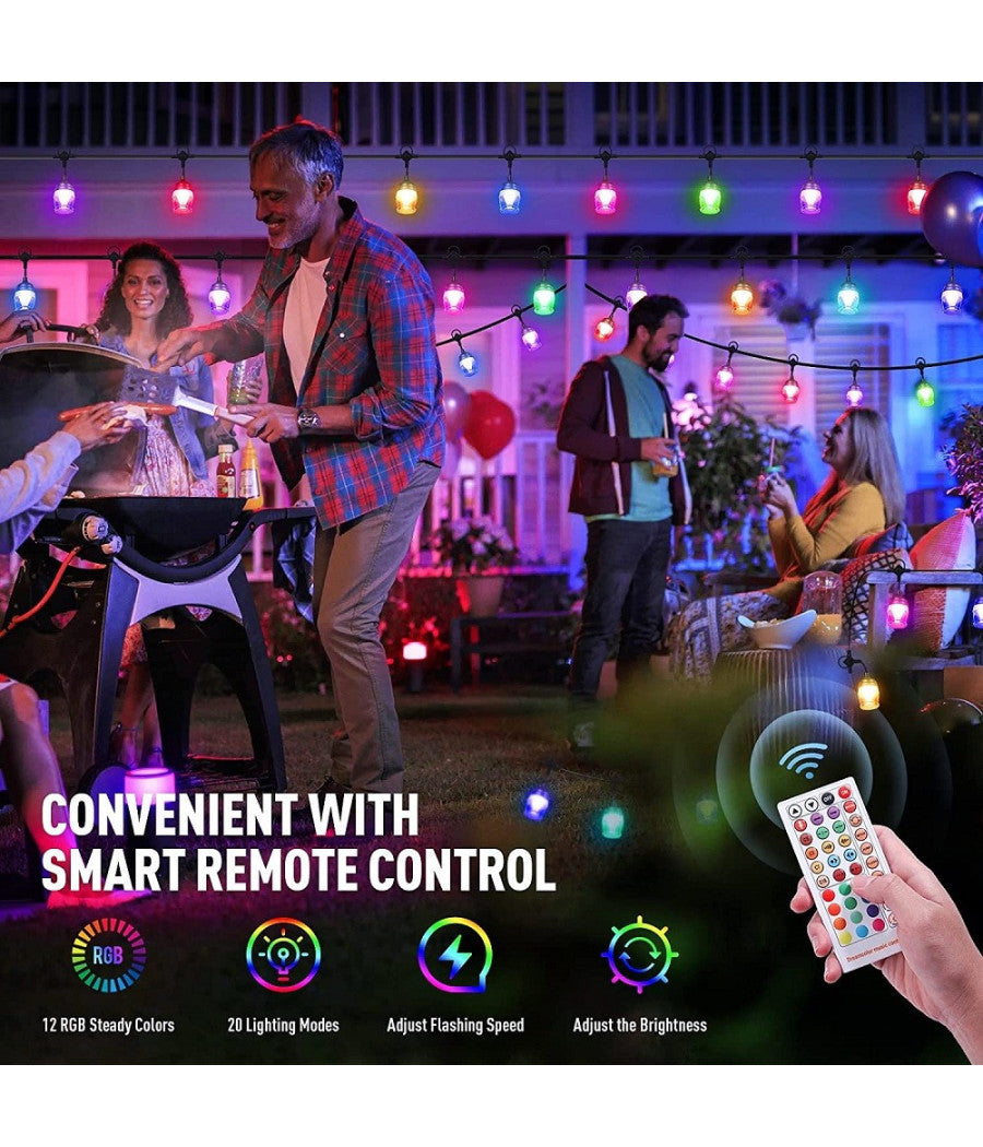 Luci Per Esterni A Led Rgb 14 Lampadine Dimmerabili Sincronizzate Impermeabili         