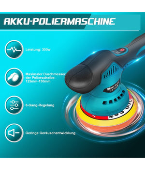 Lucidatrice Rotorbitale 2 Batterie 12 V 2000 Mah 8 Velocità  Levigatrice Per Auto         