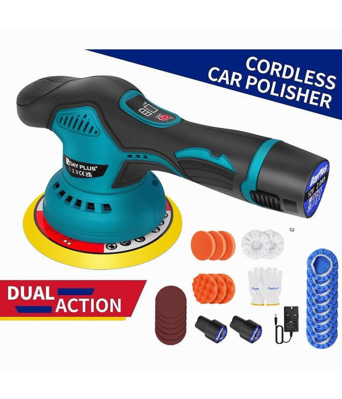 Lucidatrice Rotorbitale 2 Batterie 12 V 2000 Mah 8 Velocità  Levigatrice Per Auto         