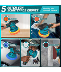 Lucidatrice Rotorbitale 2 Batterie 12 V 2000 Mah 8 Velocità  Levigatrice Per Auto         