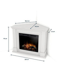 Caminetto Elettrico Angolare da pavimento A Libera Installazione 26' Bianco - LUENA