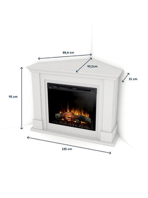 Caminetto Elettrico Angolare da pavimento A Libera Installazione 26' Bianco - LUENA