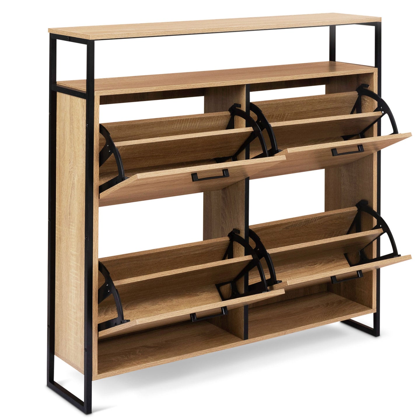 IDMarket - LUIS Scarpiera a 4 ante con ripiano superiore dal design industriale