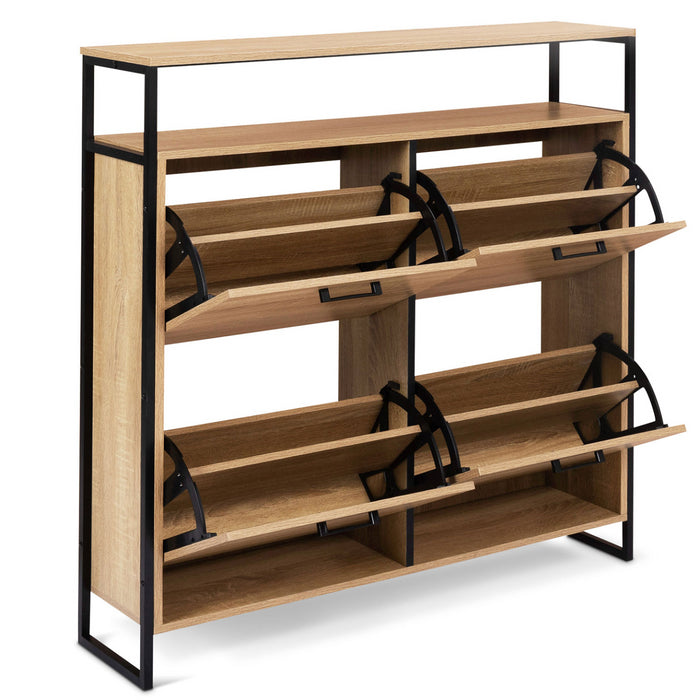 IDMarket - LUIS Scarpiera a 4 ante con ripiano superiore dal design industriale