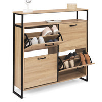 IDMarket - LUIS Scarpiera a 4 ante con ripiano superiore dal design industriale