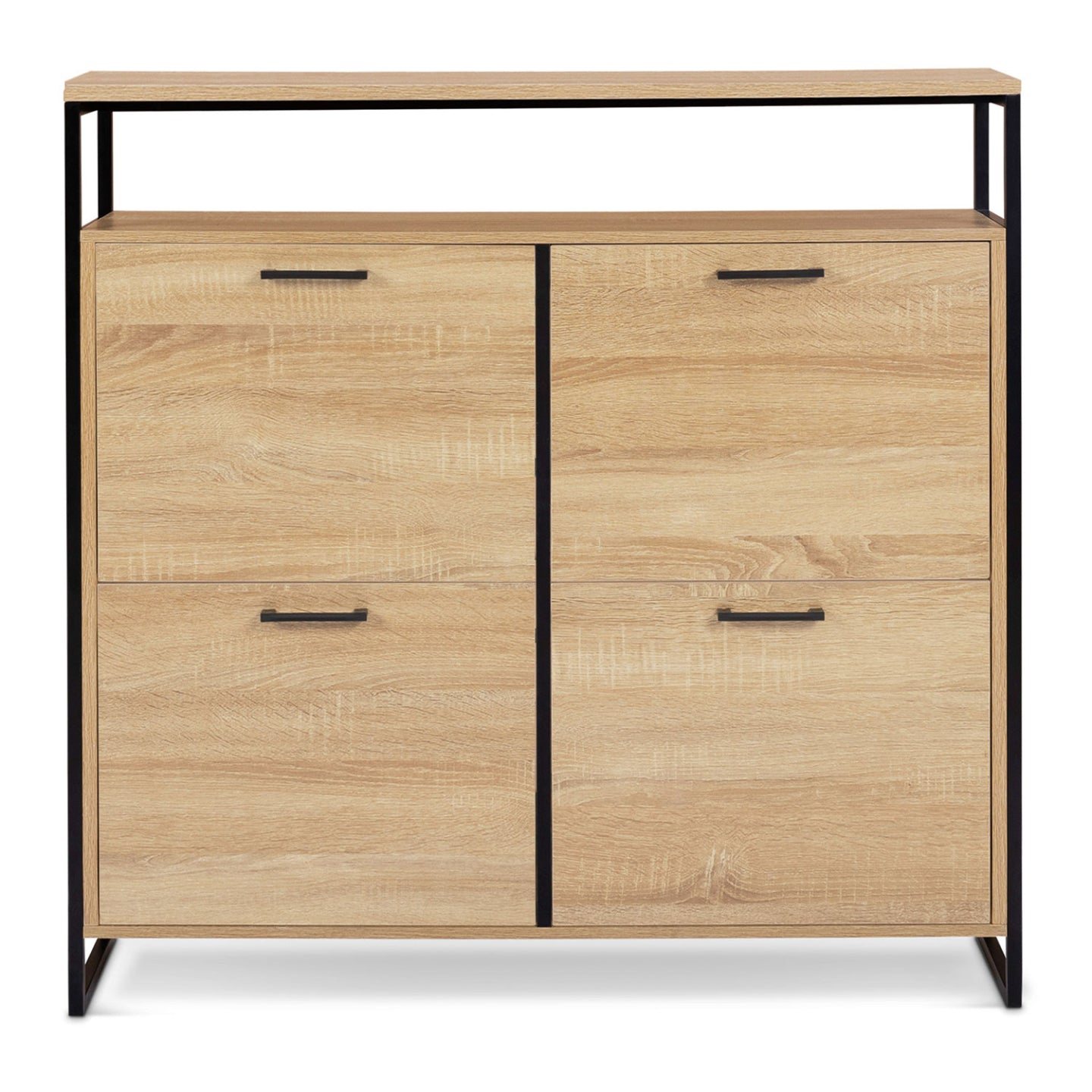 IDMarket - LUIS Scarpiera a 4 ante con ripiano superiore dal design industriale