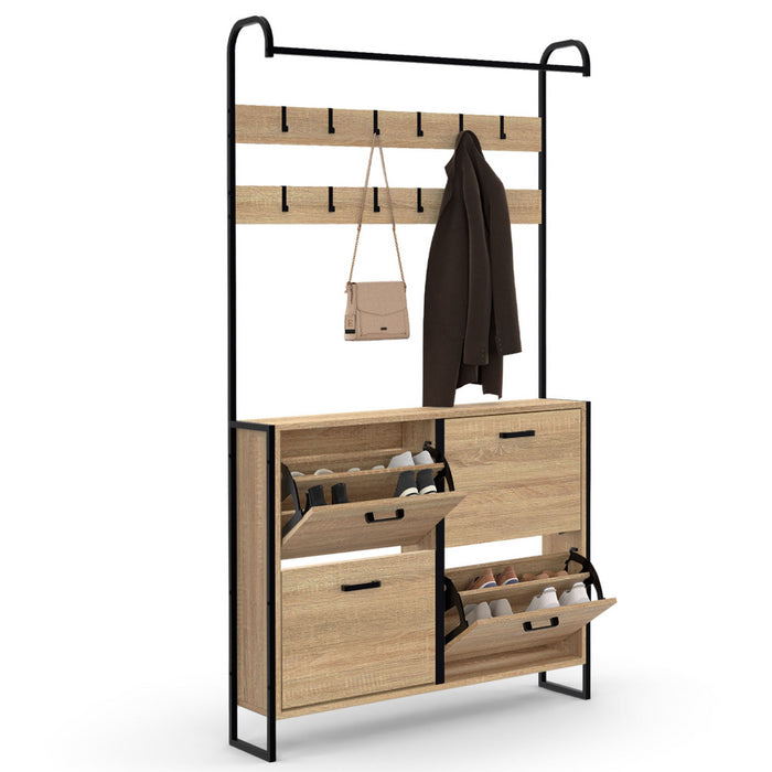 IDMarket - LUIS Scarpiera da corridoio a 4 ante dal design industriale