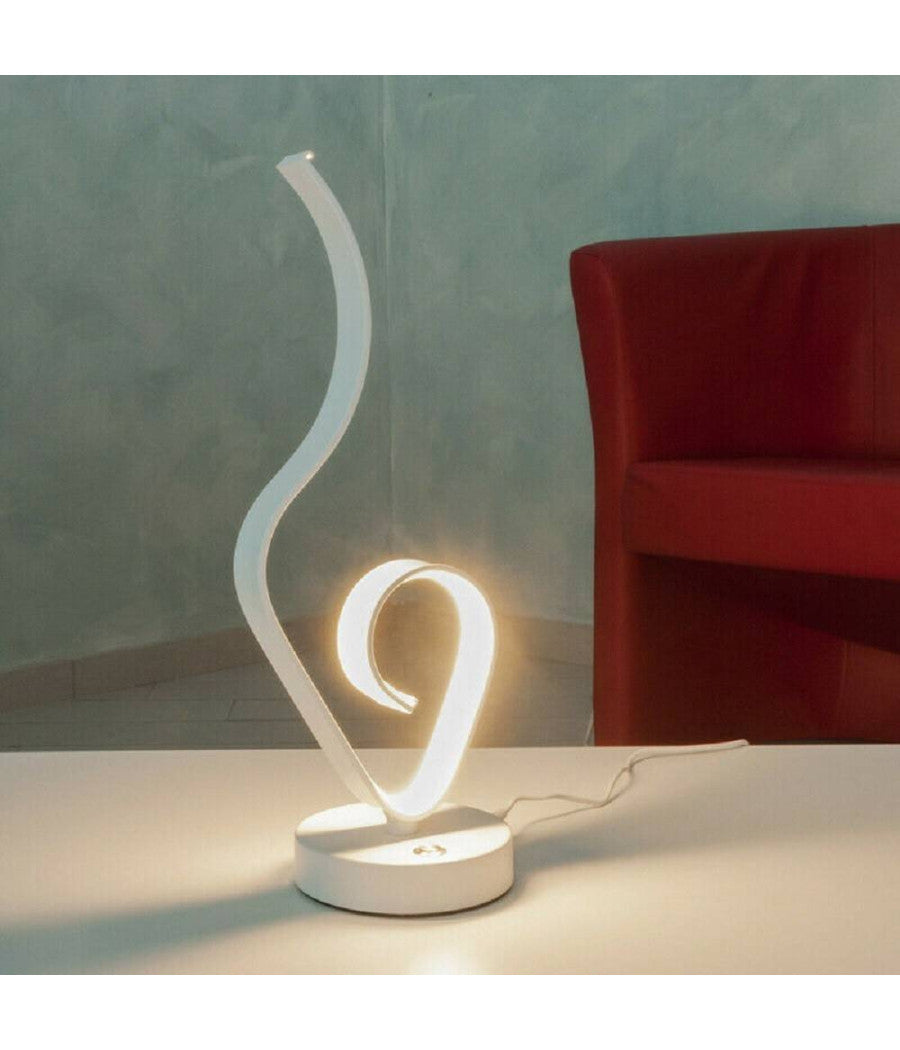 Lume Da Comodino Ad Onda Design Moderno 10 W Lampada Tavolo Abatjour 39x15 Luce         