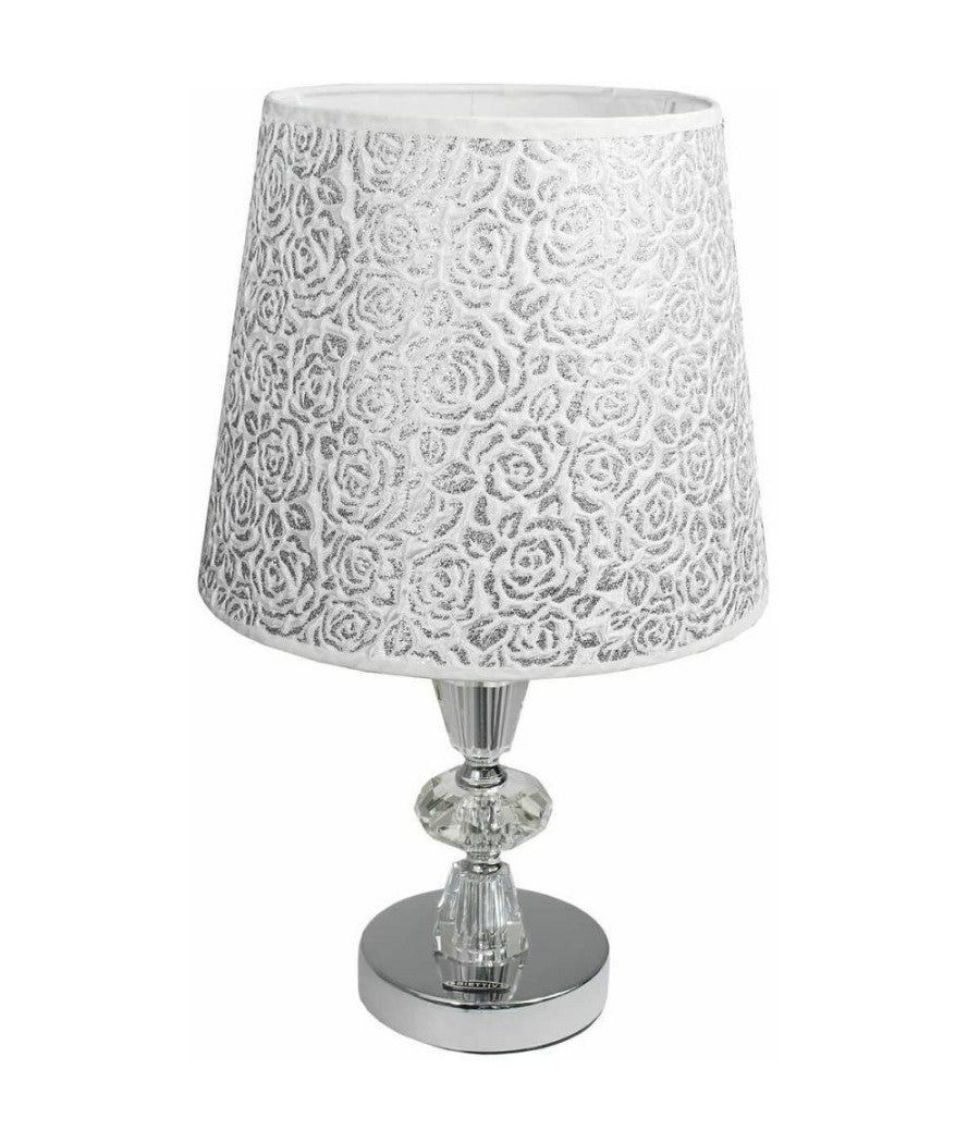 Lume Da Comodino Moderno Abat Jour Lumetto Tavolo Acciaio Paralume Glitter D19a         