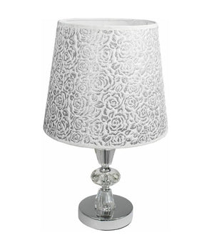 Lume Da Comodino Moderno Abat Jour Lumetto Tavolo Acciaio Paralume Glitter D19a         