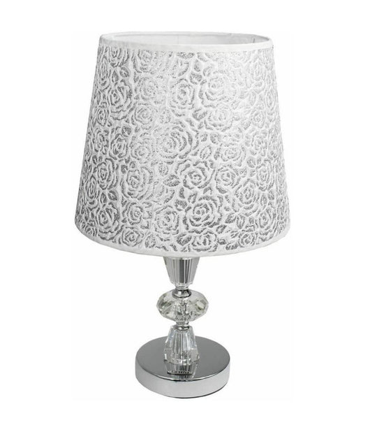 Lume Da Comodino Moderno Abat Jour Lumetto Tavolo Acciaio Paralume Glitter D19a         