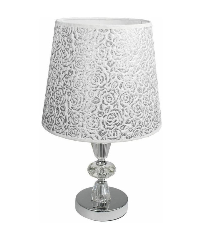 Lume Da Comodino Moderno Abat Jour Lumetto Tavolo Acciaio Paralume Glitter D19a         