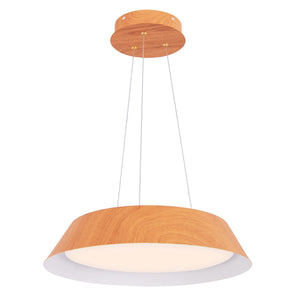 Lampadario illuminazione led 40cm apparecchio moderno lampadario 21w con struttura in metallo venature del legno luce calda 3000k apparecchio a sospensione naturale 20_0008821