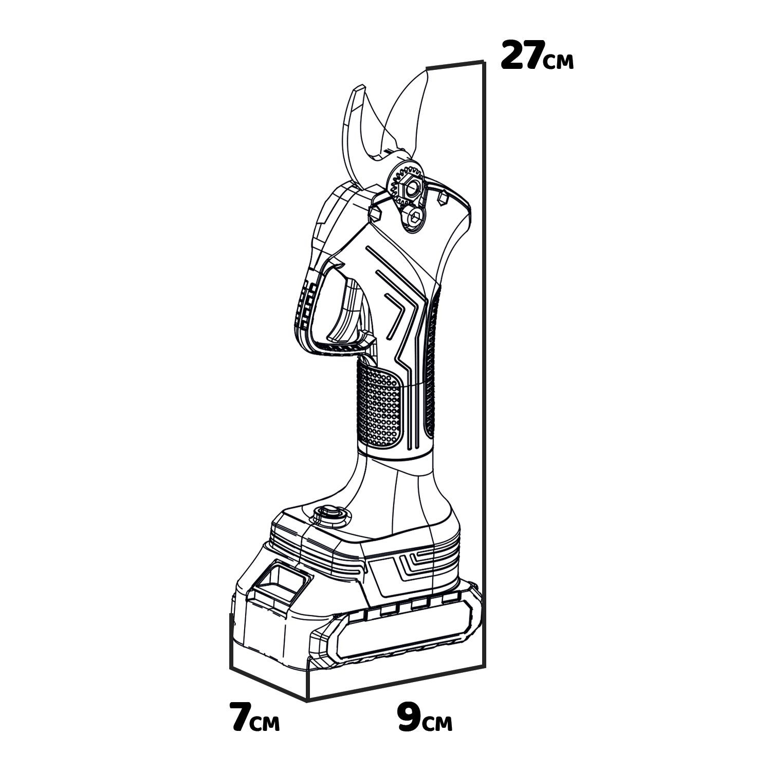 Luzas 20 - Forbici per potatura a batteria, cesoie elettriche Alfa Line, diametro di taglio 3,2 cm, 2 batterie 2a + caricabatterie