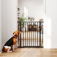 Cancelletto per Cani Estensibile e Regolabile per Scale e Porte, in Acciaio e ABS, 75-85x76 cm, Nero