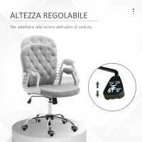 Sedia da Ufficio in Stile contemporaneo con Altezza Regolabile e Ruote Girevoli, 60x61x95105 cm, Grigia