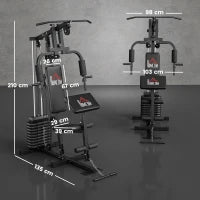 Stazione Fitness Multifunzione Power Tower con Pesi fino 45kg e Panca Imbottita, 135x103x210cm