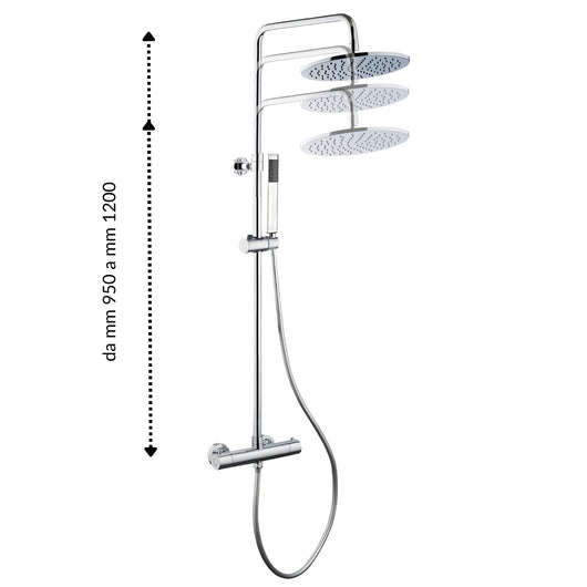 Colonna doccia attrezzata ottone cromato soffione tondo doccetta rubinetto termostatico *** confezione 1