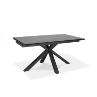 E-STYLO Tavolo allungabile con top in ceramica marmo grigio grafite e vetro temperato, gambe in metallo verniciato antracite, 90cm X 160 / 240cm H. 76cm.