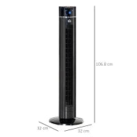 Ventilatore a Colonna 60W con 3 Velocità, 3 Modalità e Timer 8h, in ABS, Ø32x106.8 cm, Nero