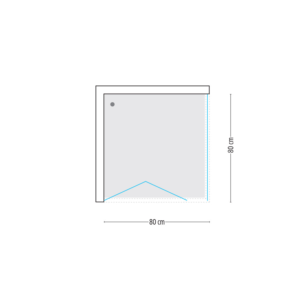 Cabina doccia 2 lati con porta a soffietto cristallo trasparente 80x80 cm