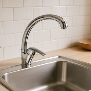 Miscelatore monoforo ottone per lavello cucina maiorca erogazione orientabile *** finitura- cromo lucido, confezione 1