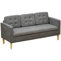 Divano 3 Posti Moderno in Tessuto Grigio con Vano Contenitore e Design Scandinavo, Grigio, 166.5x62x82cm
