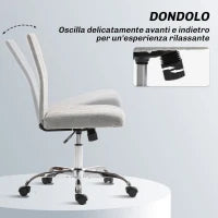 Sedia Ufficio Senza Braccioli con Altezza Regolabile e Seduta Girevole, Rivestimento in Tessuto, Grigio