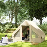 Tenda da Campeggio Gonfiabile, Tessuto Oxford, Finestra in Rete, Impermeabile, 300 x 200 x 200 cm, Sabbia