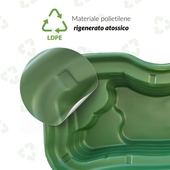 Laghetto da giardino maggiore polietilene verde interrare 235x140x60 litri 1000