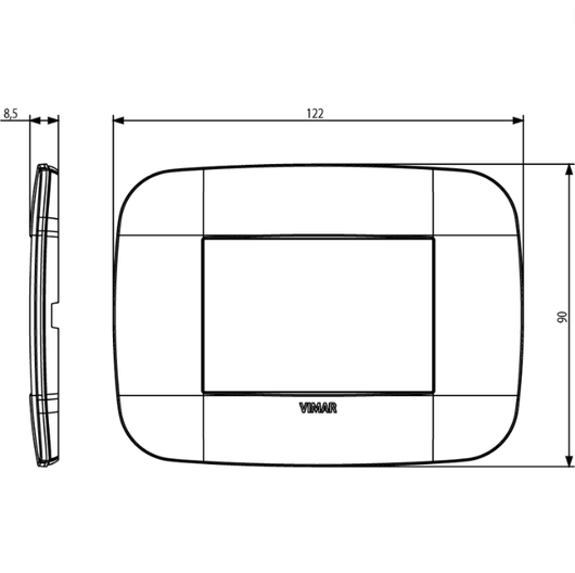 Vimar arkè round 19683.26 placca metallo polar matt 3 moduli