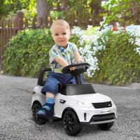 Macchina per Bambini con Licenza Land Rover 6V, Funzionamento Elettrico e a Spinta, Velocità 3km/h, Bianco