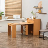 Tavolo Pieghevole da Pranzo max 5 Persone in Truciolato e Acciaio, 84x180x100 cm, color Legno