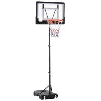 Canestro Basket Altezza Regolabile 160-210cm, Struttura in Acciaio e Base con Ruote, Tabellone in PE Trasparente
