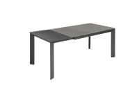 E-STYLO Tavolo allungabile con top in ceramica marmo grigio e base in metallo grigio, 90cm X 140 /190cm H. 76cm.