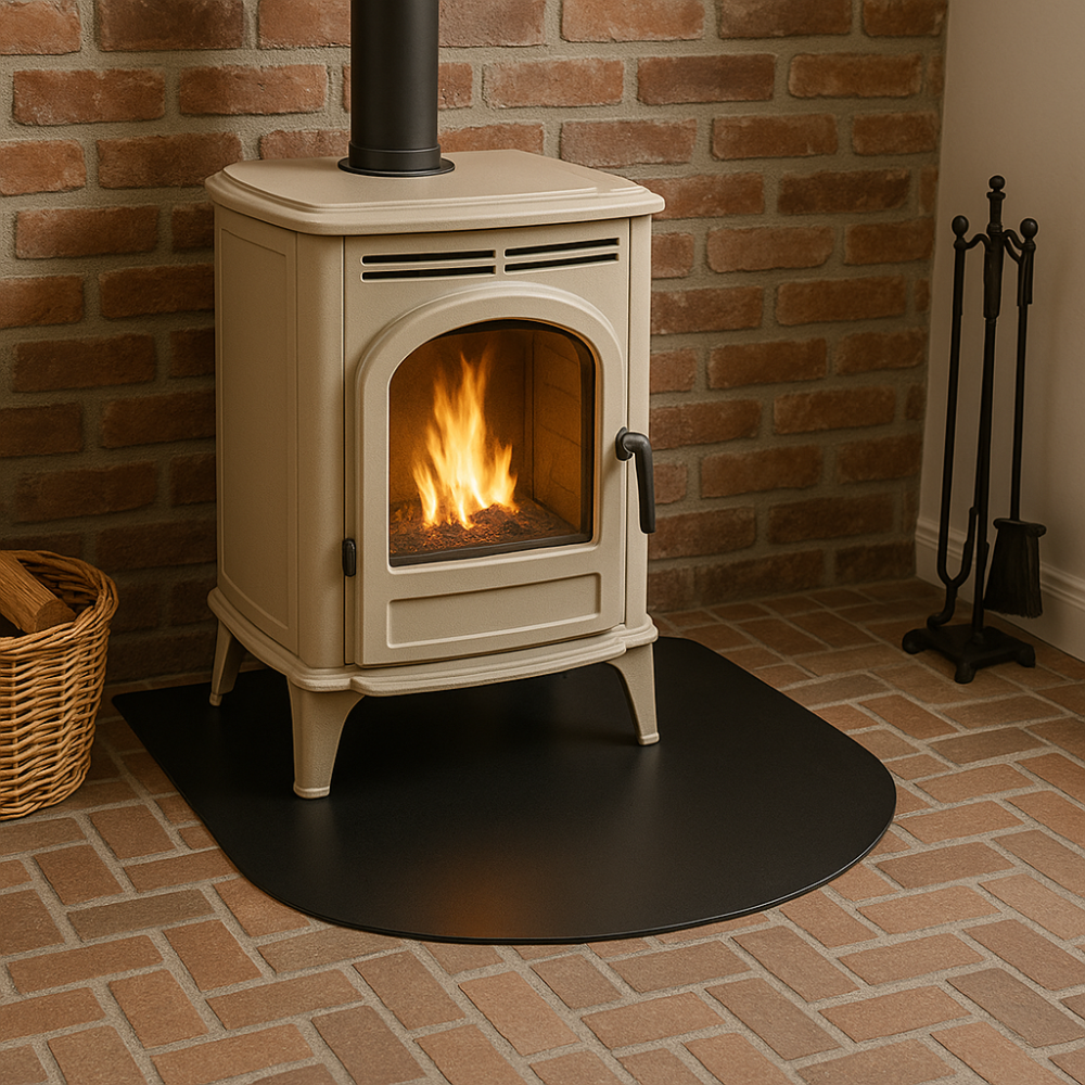 Pedana salva pavimento in lamiera stufa a pellet protezione cenere fuliggine *** misure 800 x 600 mm (tonda), confezi...