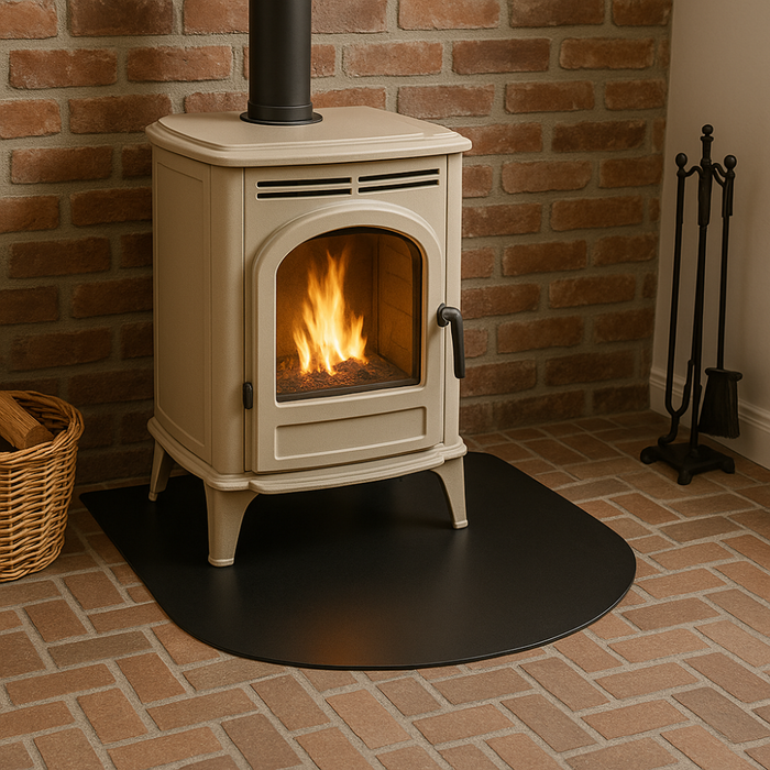 Pedana salva pavimento in lamiera stufa a pellet protezione cenere fuliggine *** misure 800 x 600 mm (tonda), confezi...