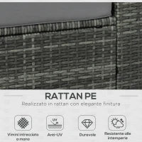 Set da 7 Pezzi Salotto da Esterni in Rattan con Poltrona Pouf Tavolino Grigio