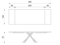 E-STYLO Tavolo allungabile con top in rovere naturale e gambe in metallo nero, 100cm X 200/300cm H. 76cm.
